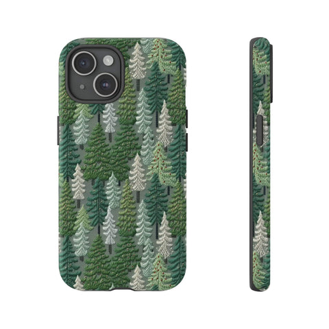 Christmas Forest 3D Aesthetic Phone Case for iPhone, Samsung, Pixel iPhone 15 / Glossy