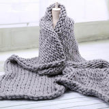 Chunky Knitted Blanket White / 60 X 60 (cm)
