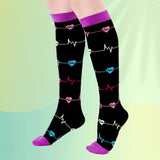 Comfort-Pro™ Creative Medical Compression Socks For Men & Women  (Enhanced Gradual Compression) Heart Beats | 1-Pack / Medium