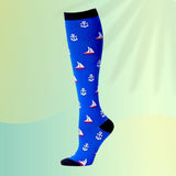Comfort-Pro™ Creative Medical Compression Socks For Men & Women  (Enhanced Gradual Compression) Nautical Anchor | 1-Pack / Medium