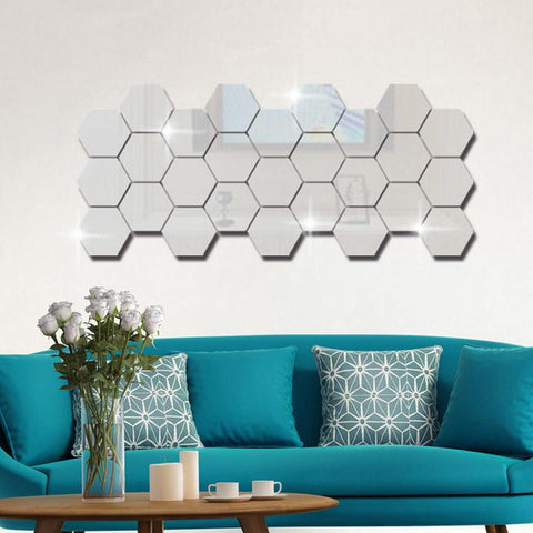 DIY Mirror Self-Adhesive Removable Wall Sticker Decals (12 Pieces) Silver (12 Pieces)