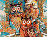 Vintage Abstract Wise Owls Paint-By-Numbers Kit