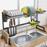 LuxRack™ Customizable Over Sink Dish Drying Rack (Upgraded Design) Double Basin Sink (85 cm - 33.5 in)