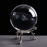 3D Engraved Solar System Sphere Medium ( 6 CM - 2.36 IN ) / Silver Base
