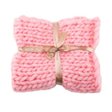 Chunky Knitted Blanket Pink / 60 X 60 (cm)