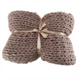 Chunky Knitted Blanket Brown / 60 X 60 (cm)