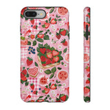 Strawberry Collage Phone Case - Pink Trendy Aesthetic Protective Phone Cover for iPhone, Samsung, Pixel