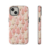 Pink Christmas Trees 3D Embroidery Phone Case for iPhone, Samsung, Pixel iPhone 14 / Glossy