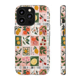Fruit Stamps Collage Phone Case - Trendy Stickers Aesthetic Protective Phone Cover for iPhone, Samsung, Pixel