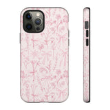 Pink Floral Bow Phone Case - Preppy Bows Protective Phone Cover for iPhone, Samsung, Pixel