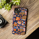 Citrus Coast Collage Phone Case - Blue Orange Trendy Coastal Art Protective Phone Cover for iPhone, Samsung, Pixel