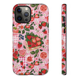 Strawberry Collage Phone Case - Pink Trendy Aesthetic Protective Phone Cover for iPhone, Samsung, Pixel