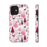 Pink Winter Woodland Aesthetic Embroidery Phone Case for iPhone, Samsung, Pixel iPhone 12 Mini / Matte