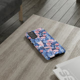 Beachy Blue Collage Phone Case - Trendy Navy Blue and Pink Aesthetic Protective Phone Cover for iPhone, Samsung, Pixel