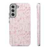 Pink Floral Bow Phone Case - Preppy Bows Protective Phone Cover for iPhone, Samsung, Pixel