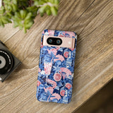 Beachy Blue Collage Phone Case - Trendy Navy Blue and Pink Aesthetic Protective Phone Cover for iPhone, Samsung, Pixel