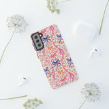 Whirly Bows Phone Case - Pink Preppy Flowers Protective Cover for iPhone, Samsung, Pixel