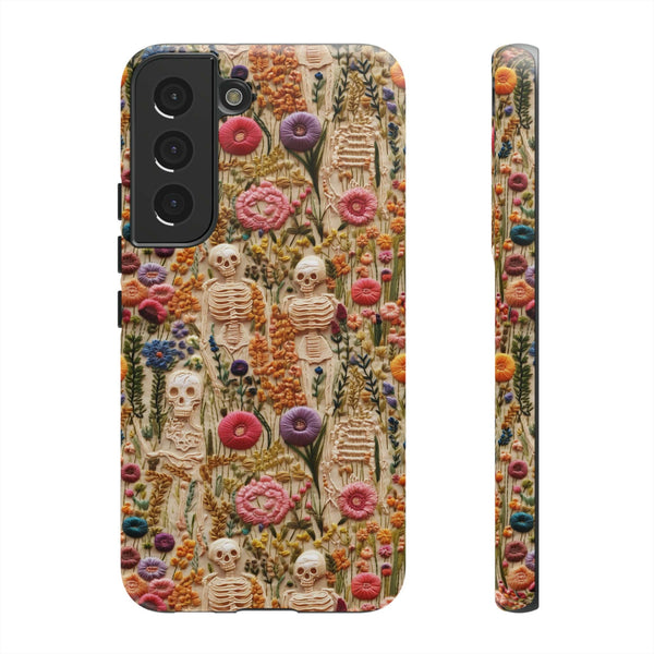 Skeletons in Bloom Garden 3D Aesthetic Phone Case for iPhone, Samsung, Pixel