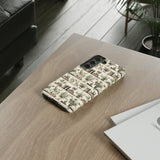 Bookshelf Phone Case - Neutral Beige Books and Plants Protective Cover for iPhone, Samsung, Pixel