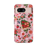 Strawberry Collage Phone Case - Pink Trendy Aesthetic Protective Phone Cover for iPhone, Samsung, Pixel