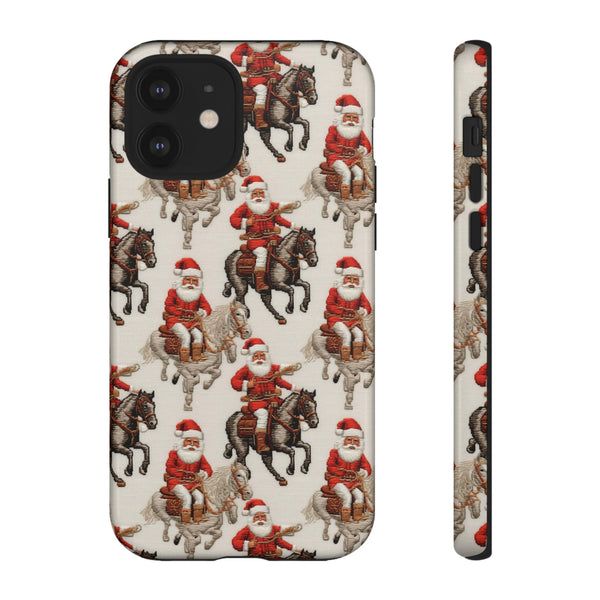 Cowboy Santa Embroidery Phone Case for iPhone, Samsung, Pixel