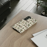 Bookshelf Phone Case - Neutral Beige Books and Plants Protective Cover for iPhone, Samsung, Pixel