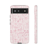 Pink Floral Bow Phone Case - Preppy Bows Protective Phone Cover for iPhone, Samsung, Pixel