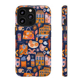 Citrus Coast Collage Phone Case - Blue Orange Trendy Coastal Art Protective Phone Cover for iPhone, Samsung, Pixel