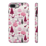 Pink Winter Woodland Aesthetic Embroidery Phone Case for iPhone, Samsung, Pixel iPhone 8 Plus / Matte