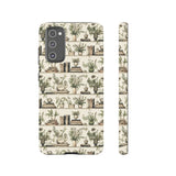 Bookshelf Phone Case - Neutral Beige Books and Plants Protective Cover for iPhone, Samsung, Pixel