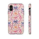 Whirly Bows Phone Case - Pink Preppy Flowers Protective Cover for iPhone, Samsung, Pixel