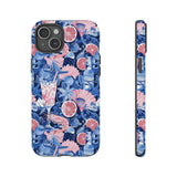 Beachy Blue Collage Phone Case - Trendy Navy Blue and Pink Aesthetic Protective Phone Cover for iPhone, Samsung, Pixel