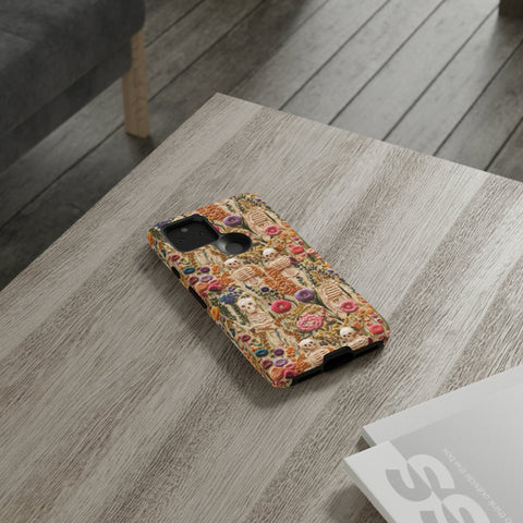 Skeletons in Bloom Garden 3D Aesthetic Phone Case for iPhone, Samsung, Pixel
