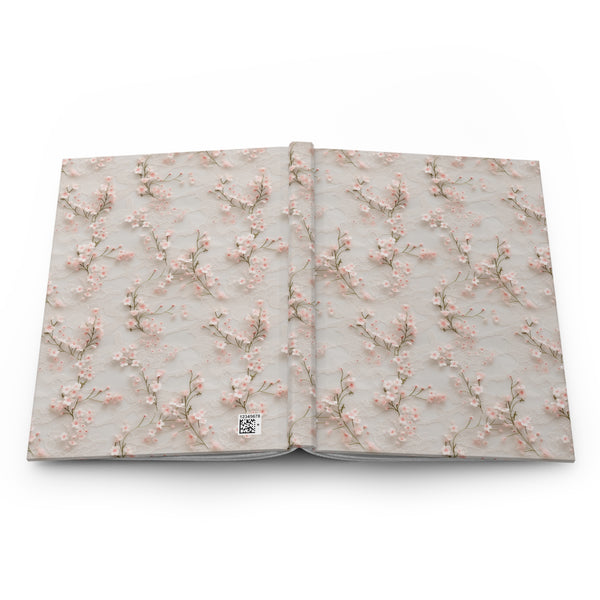 Delicate Pink Lace Flowers Journal - Vintage Floral Hardcover Notebook