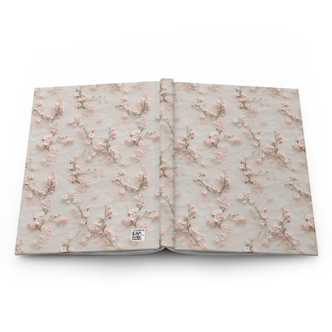 Delicate Pink Lace Flowers Journal - Vintage Floral Hardcover Notebook