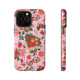 Strawberry Collage Phone Case - Pink Trendy Aesthetic Protective Phone Cover for iPhone, Samsung, Pixel