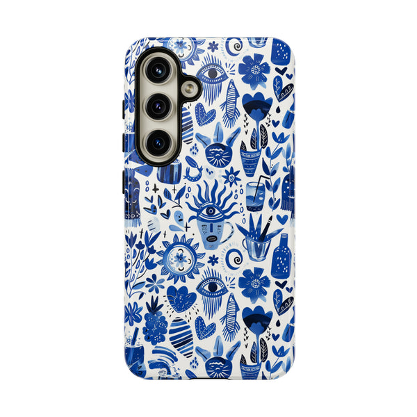Blue State of Life Phone Case - Trendy Navy Blue Collage Protective Phone Cover for iPhone, Samsung, Pixel