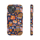 Citrus Coast Collage Phone Case - Blue Orange Trendy Coastal Art Protective Phone Cover for iPhone, Samsung, Pixel