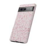 Pink Floral Bow Phone Case - Preppy Bows Protective Phone Cover for iPhone, Samsung, Pixel