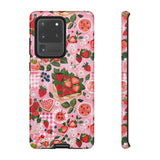 Strawberry Collage Phone Case - Pink Trendy Aesthetic Protective Phone Cover for iPhone, Samsung, Pixel