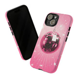 Disco Ball Phone Case - Pink Trendy Retro Mirror Ball Protective Phone Cover for iPhone, Samsung, Pixel