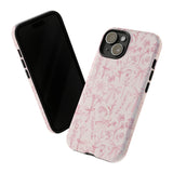 Pink Floral Bow Phone Case - Preppy Bows Protective Phone Cover for iPhone, Samsung, Pixel