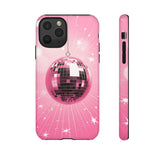 Disco Ball Phone Case - Pink Trendy Retro Mirror Ball Protective Phone Cover for iPhone, Samsung, Pixel