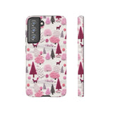 Pink Winter Woodland Aesthetic Embroidery Phone Case for iPhone, Samsung, Pixel Samsung Galaxy S21 FE / Glossy