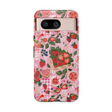 Strawberry Collage Phone Case - Pink Trendy Aesthetic Protective Phone Cover for iPhone, Samsung, Pixel