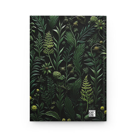 Dark Green Botanical Embroidery Print Aesthetic Notebook
