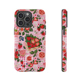 Strawberry Collage Phone Case - Pink Trendy Aesthetic Protective Phone Cover for iPhone, Samsung, Pixel