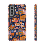 Citrus Coast Collage Phone Case - Blue Orange Trendy Coastal Art Protective Phone Cover for iPhone, Samsung, Pixel