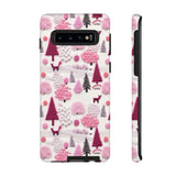 Pink Winter Woodland Aesthetic Embroidery Phone Case for iPhone, Samsung, Pixel Samsung Galaxy S10 / Glossy