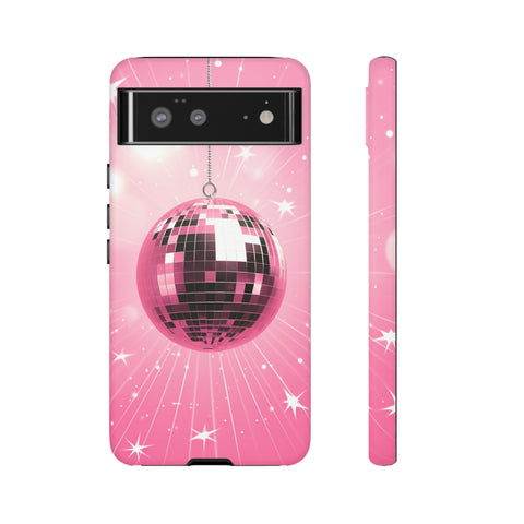 Disco Ball Phone Case - Pink Trendy Retro Mirror Ball Protective Phone Cover for iPhone, Samsung, Pixel